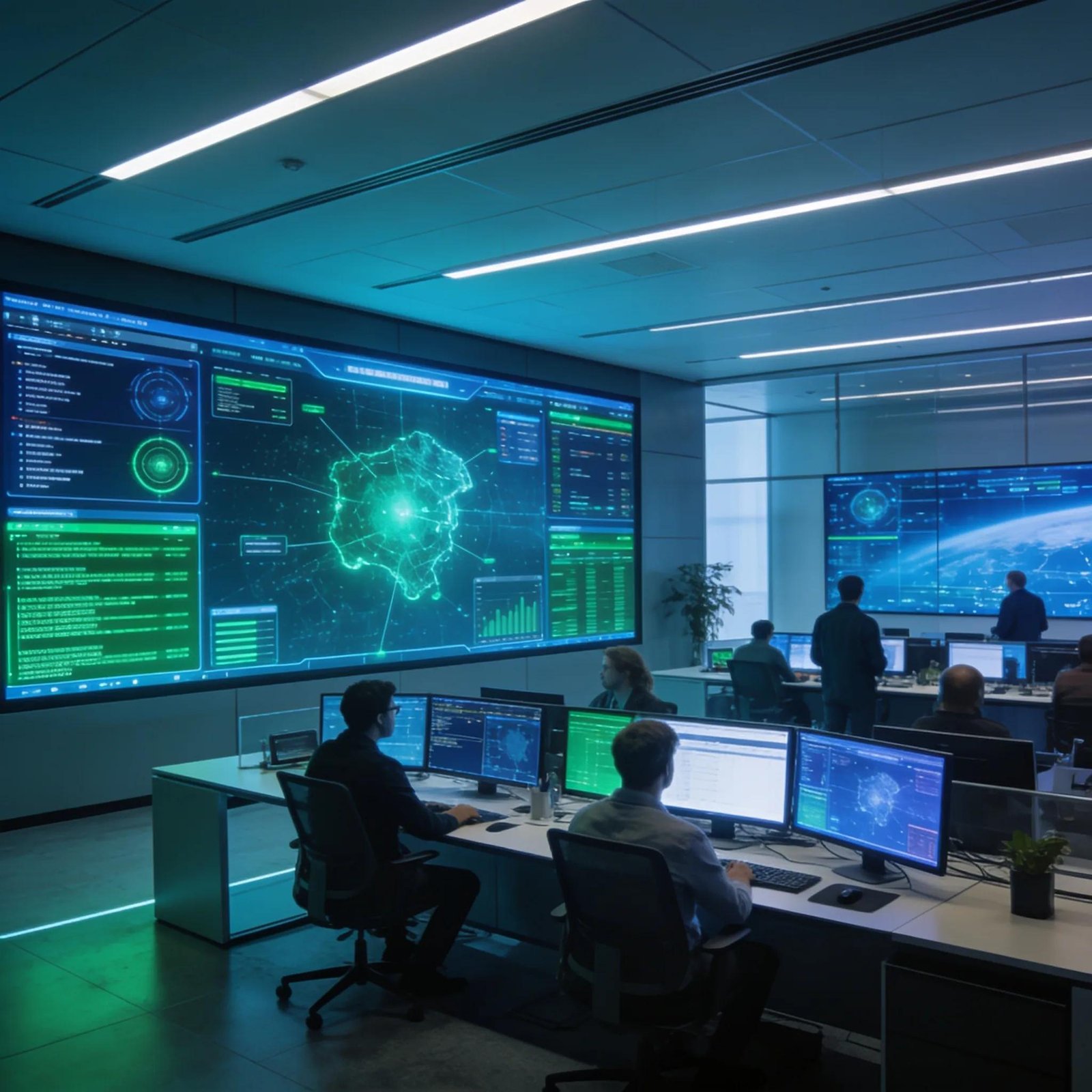 Cybersecurity operation center showcasing real-time monitoring for incident response