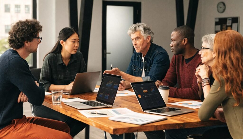 Top 10 Cybersecurity Best Practices Every Small Business Should Implement Today - CyberPhore Small business leaders collaborating on incident response plans in a conference room